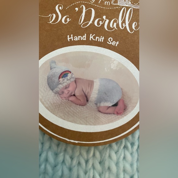 NWT Newborn Rainbow Knit Hat & Diaper Cover Set (0-3M) - Picture 3 of 5